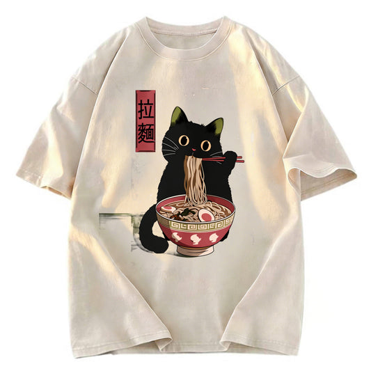 Tokyosol Vintage Japanese Cat Washed T-Shirt