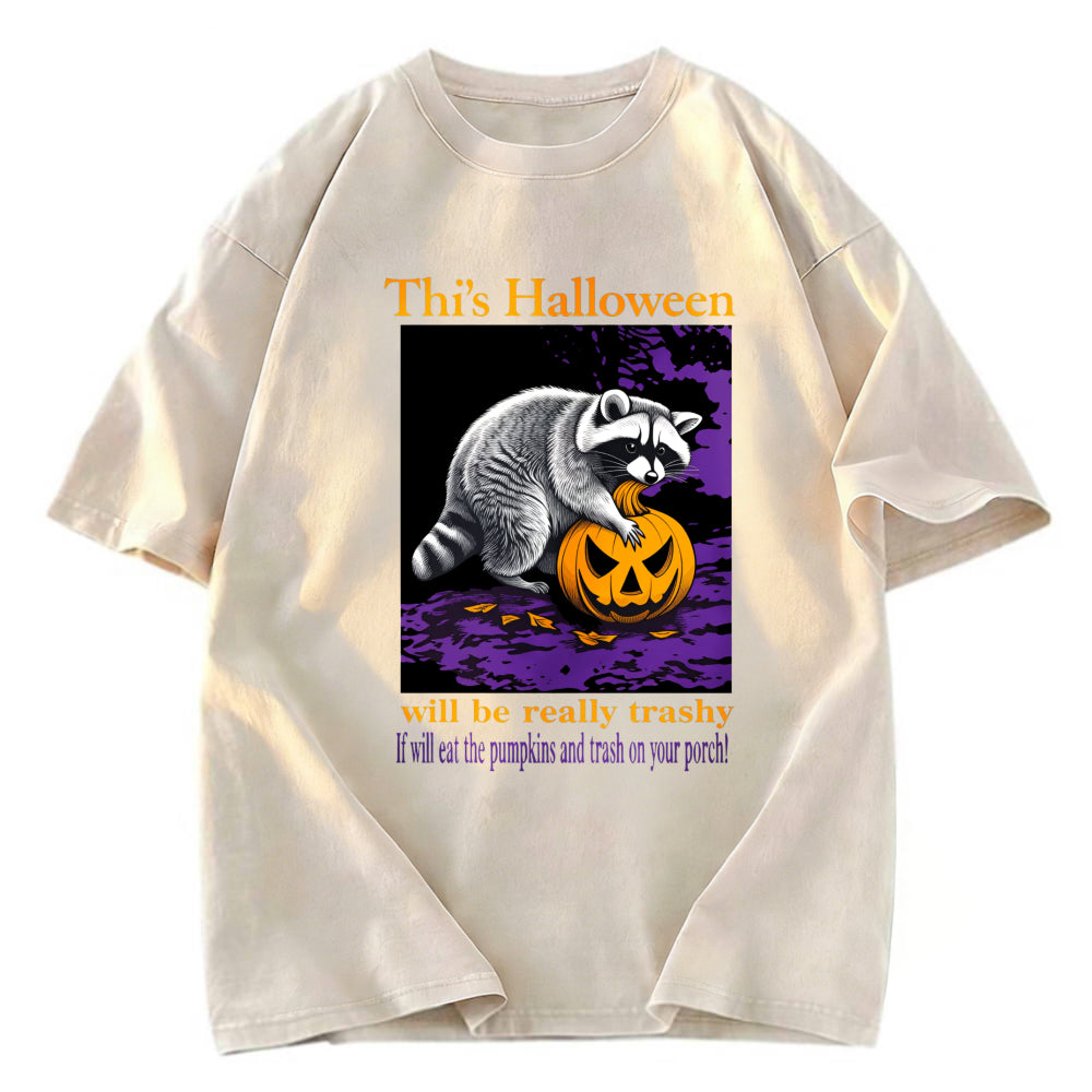 Tokyosol Trashy Halloween Raccoon Washed T Shirt