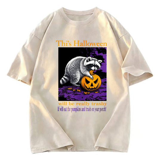 Tokyosol Trashy Halloween Raccoon Washed T Shirt