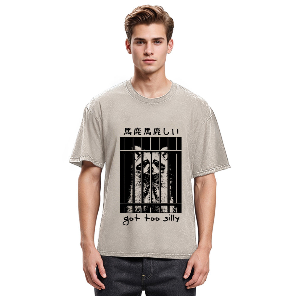 Tokyosol Raccoon Got Too Silly Washed T Shirt