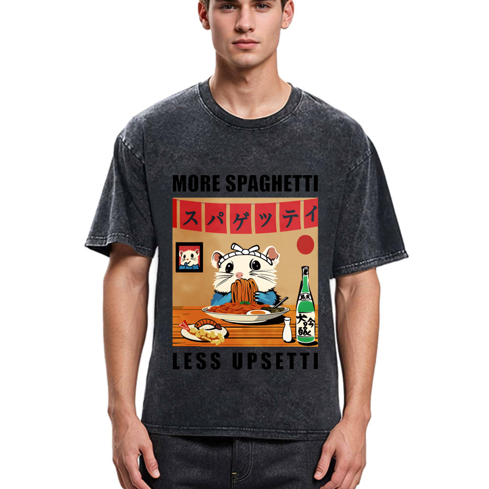 Tokyosol More Spaghetti Less Upsetti Hamster Washed T Shirt