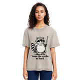 Tokyosol Fat Raccoon Sword Humor Washed T Shirt