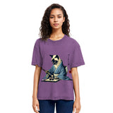 Tokyosol Cat In Kimono Eating Sushi Washed T Shirt