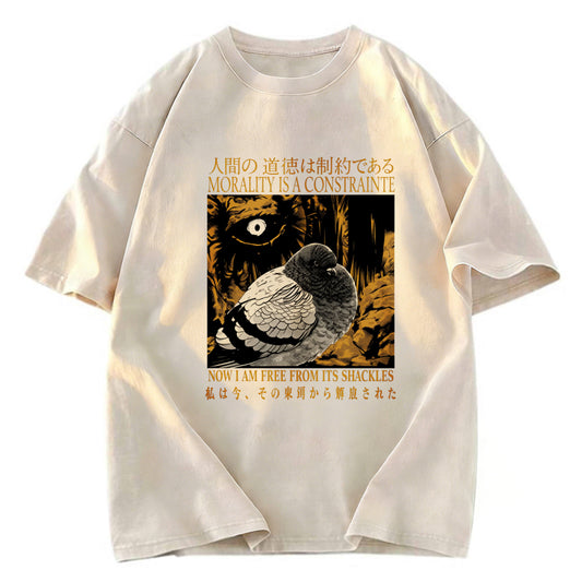 Tokyosol Morality Is A Constraint Funny Pigeon Washed T Shirt