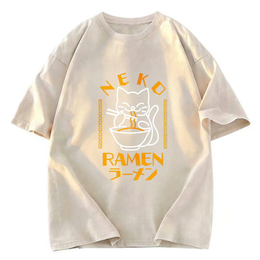 Tokyosol Cat Obsessed With Ramen Washed T Shirt