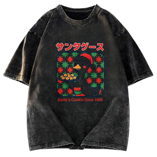 Tokyosol Kawaii Christmas Goose Washed T Shirt