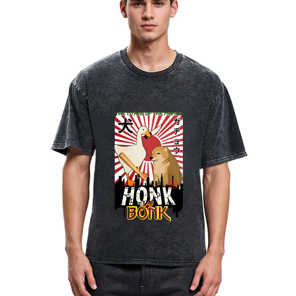 Tokyosol Honk Vs Bonk Meme Washed T Shirt