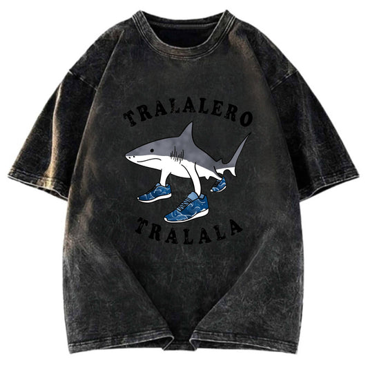 Tokyosol Tralalero Tralala Funny Gradient Washed T-Shirt