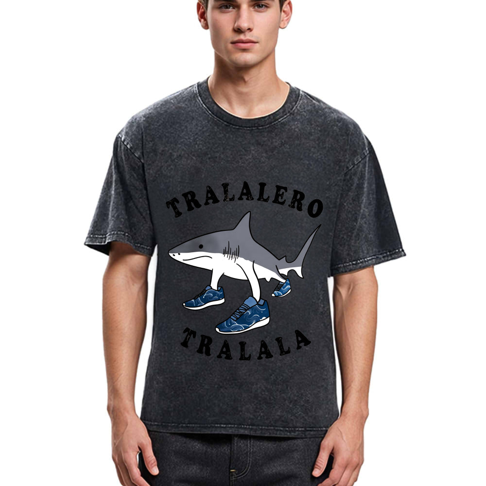 Tokyosol Tralalero Tralala Funny Gradient Washed T-Shirt