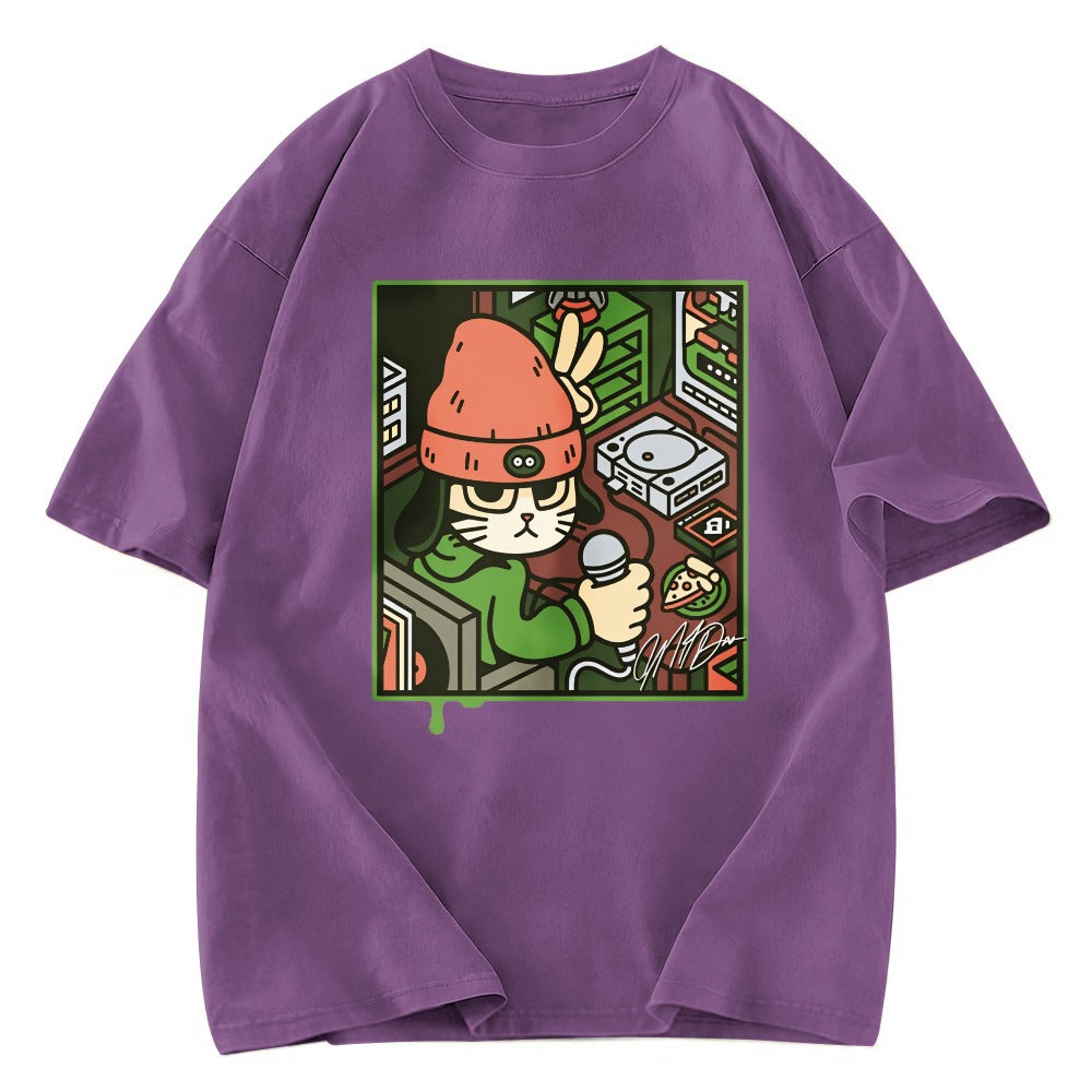 Tokyosol Rapper Cat Gradient Washed T-Shirt