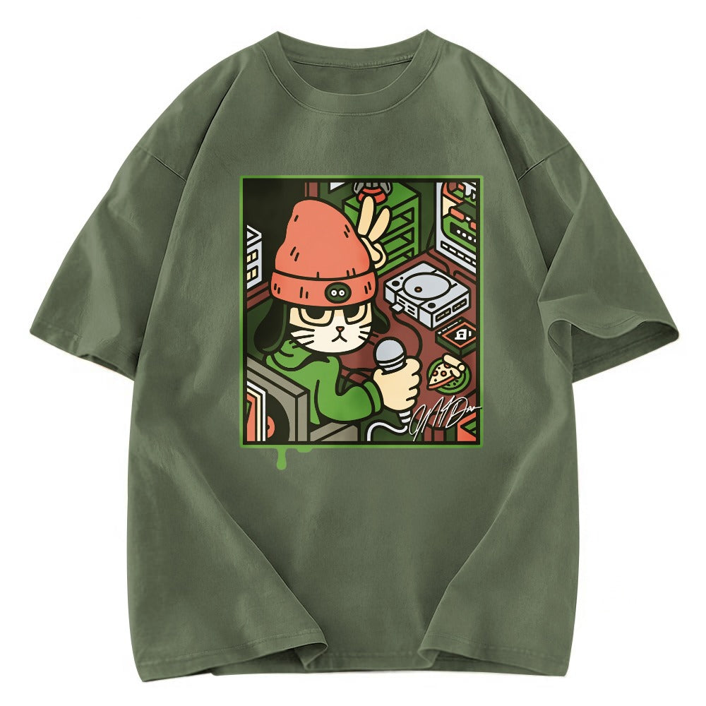 Tokyosol Rapper Cat Gradient Washed T-Shirt