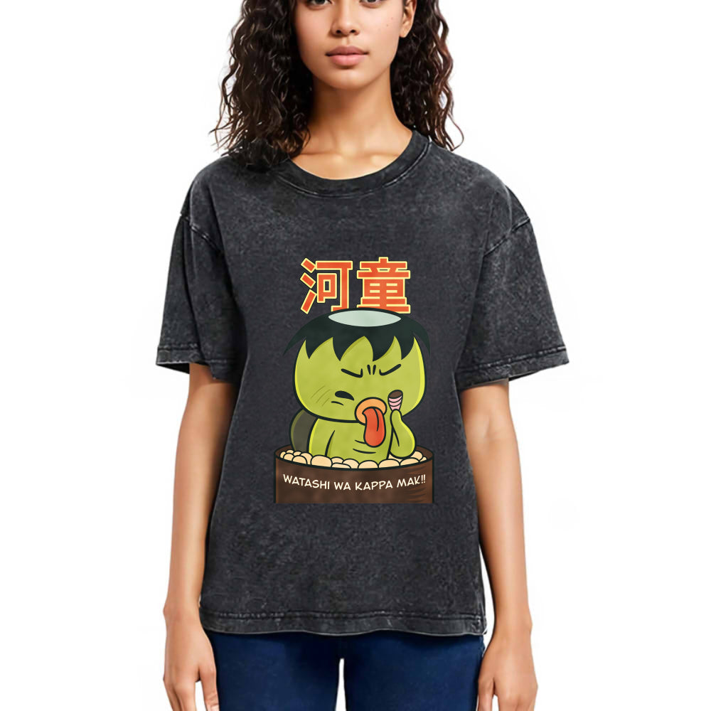 Tokyosol Watashi Wa Kappa Maki Japanese Washed T-Shirt