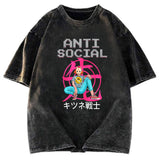 Tokyosol Anti Social Manga Girl Washed T-Shirt