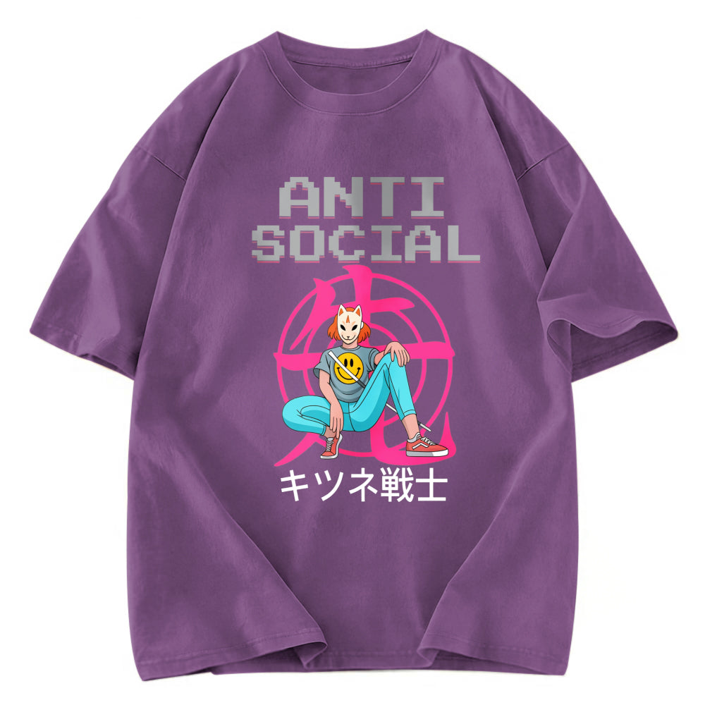 Tokyosol Anti Social Manga Girl Washed T-Shirt