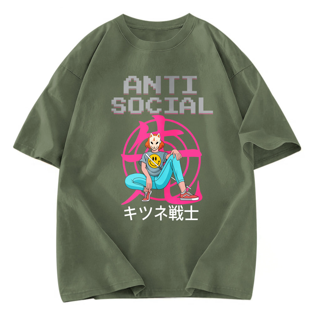 Tokyosol Anti Social Manga Girl Washed T-Shirt