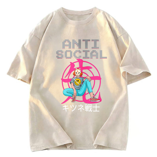 Tokyosol Anti Social Manga Girl Washed T-Shirt
