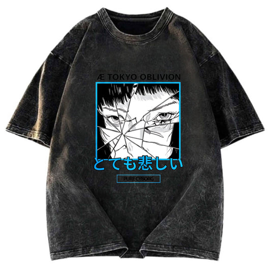 Tokyosol Cyberpunk Dark Fantasy Washed T-Shirt