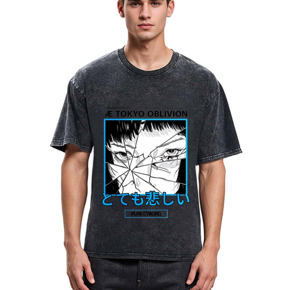 Tokyosol Cyberpunk Dark Fantasy Washed T-Shirt