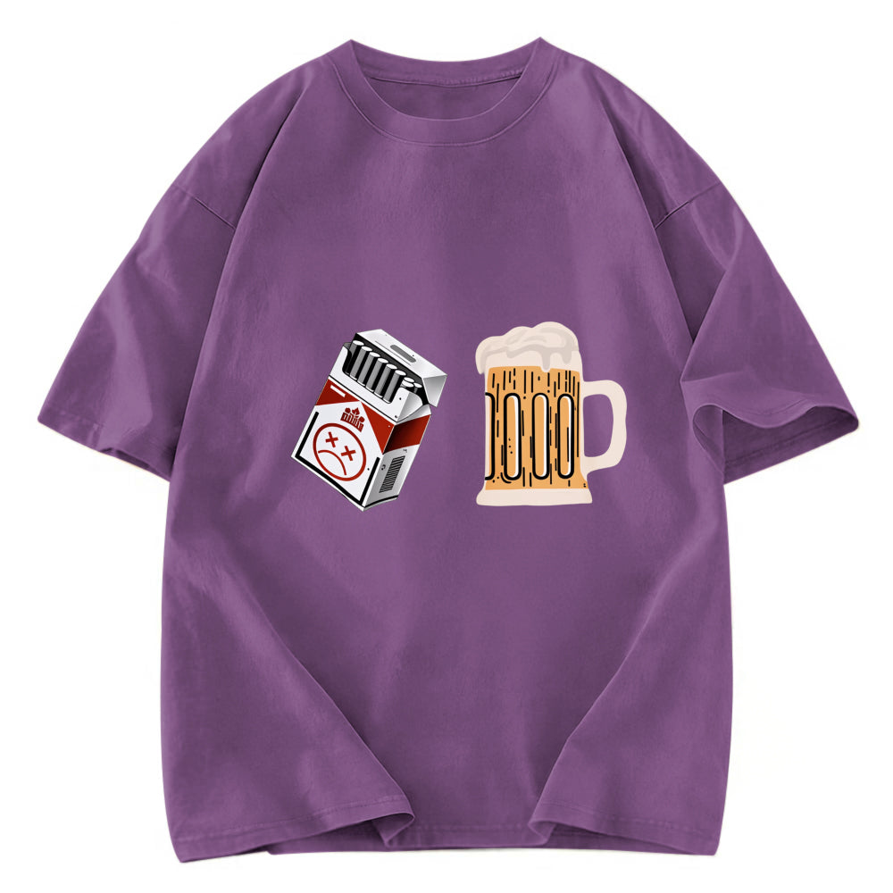 Tokyosol Cigarette and Beer Breakfast Combo Joke Washed T-Shirt