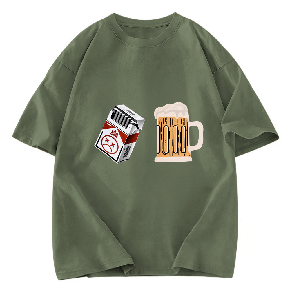 Tokyosol Cigarette and Beer Breakfast Combo Joke Washed T-Shirt