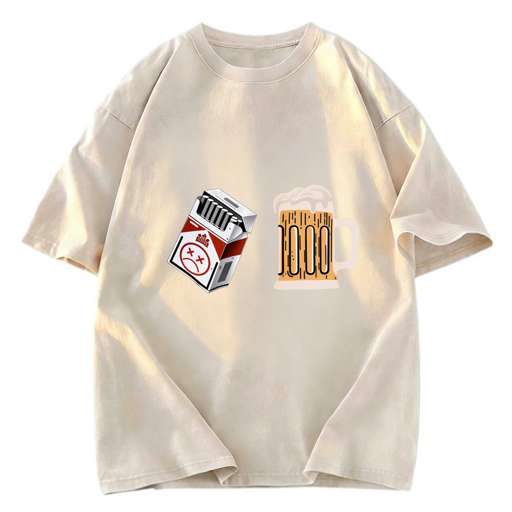 Tokyosol Cigarette and Beer Breakfast Combo Joke Washed T-Shirt