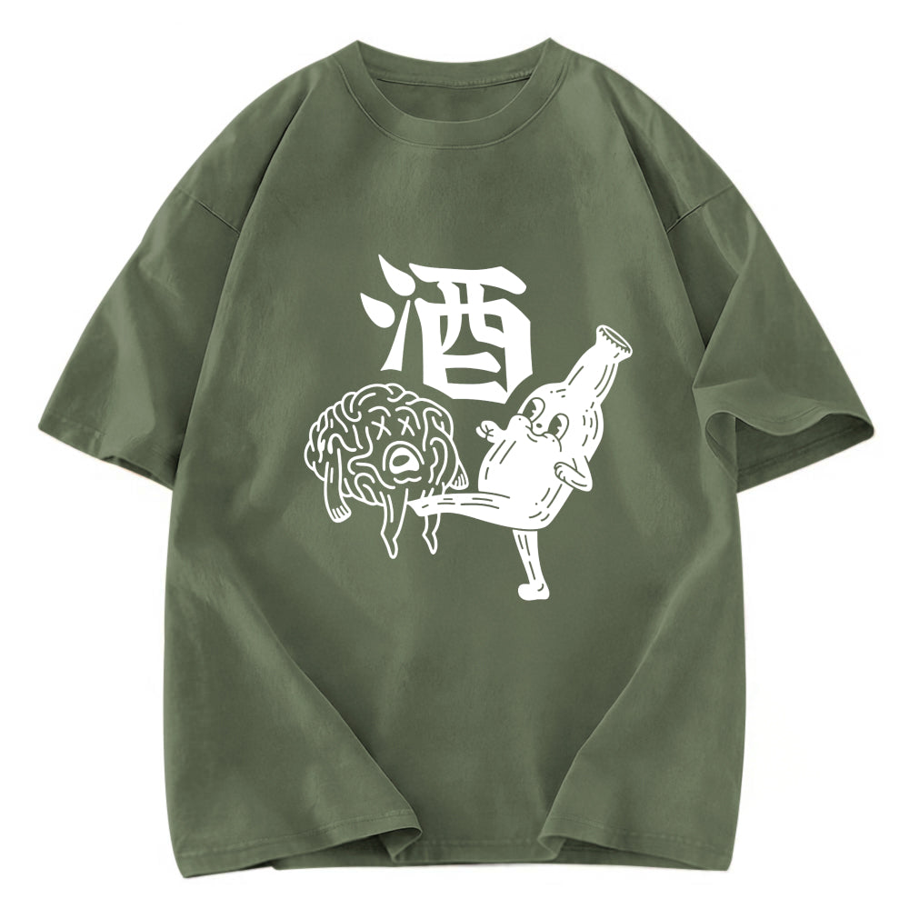 Tokyosol Japanese Retro Beer Landscape Washed T-Shirt