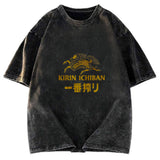 Tokyosol Japanese Beer Art Print Washed T-Shirt