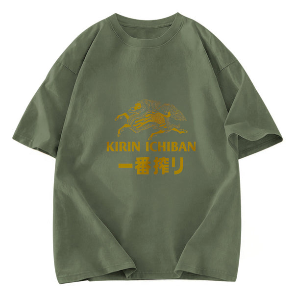 Tokyosol Japanese Beer Art Print Washed T-Shirt