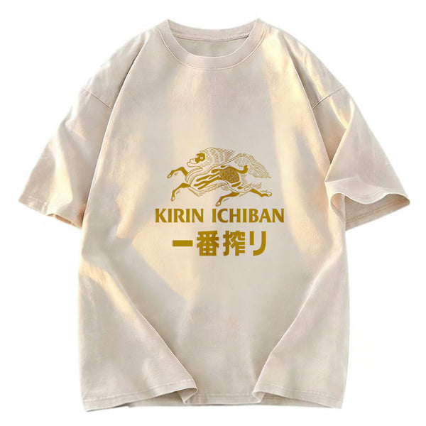 Tokyosol Japanese Beer Art Print Washed T-Shirt