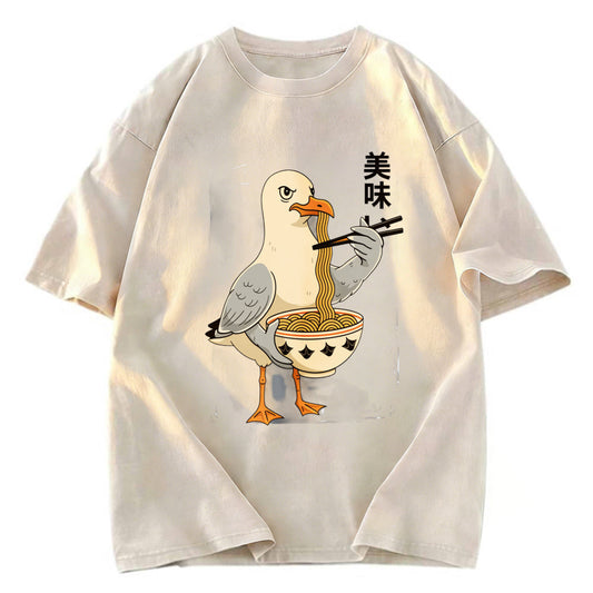 Tokyosol Pigeons Eating Ramen Washed T-Shirt