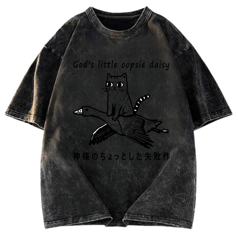 Tokyosol Little Oopsie Daisy Cat Washed T-Shirt