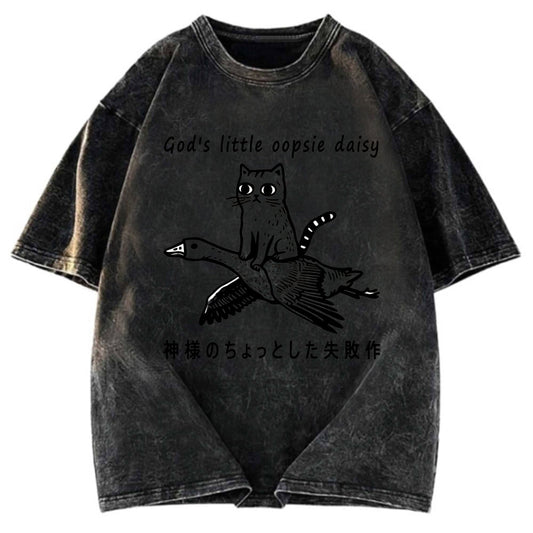 Tokyosol Little Oopsie Daisy Cat Washed T-Shirt