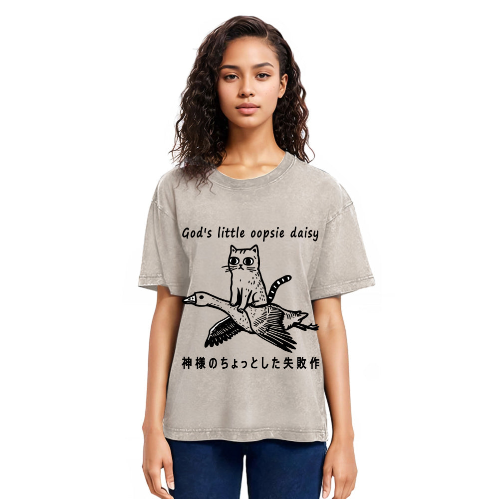 Tokyosol Little Oopsie Daisy Cat Washed T-Shirt