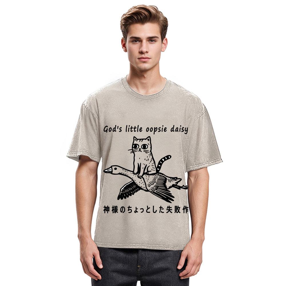 Tokyosol Little Oopsie Daisy Cat Washed T-Shirt