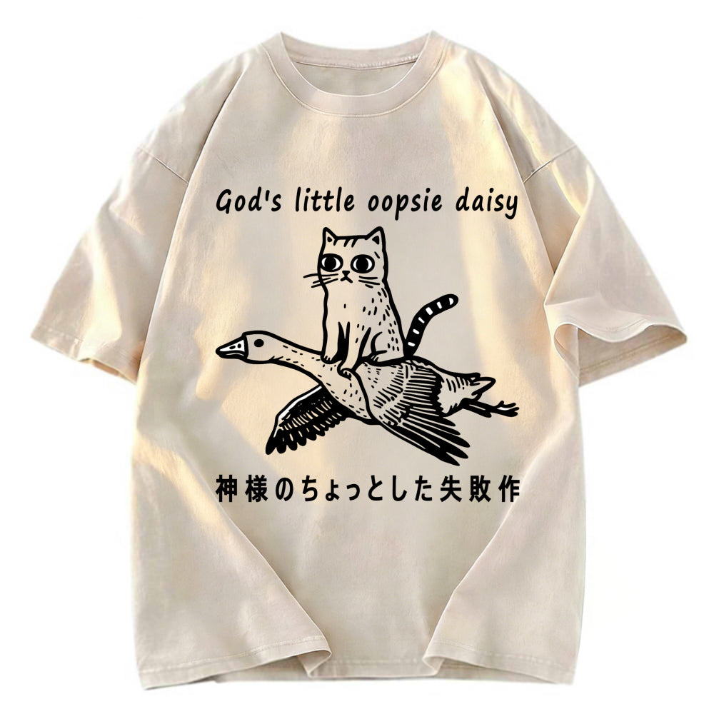 Tokyosol Little Oopsie Daisy Cat Washed T-Shirt