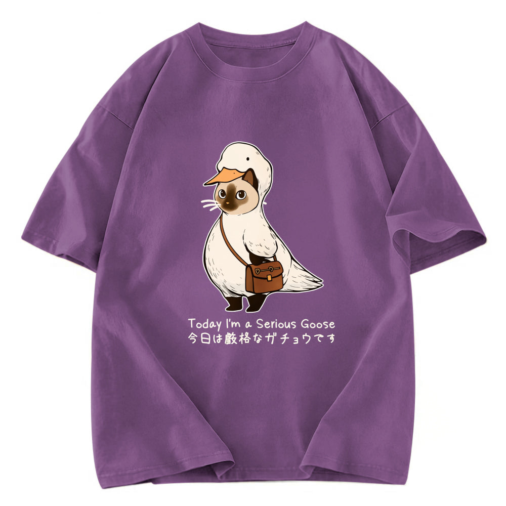 Tokyosol Funny Cat to be Serious Goose meme Washed T-Shirt