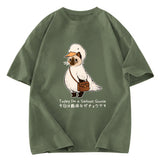 Tokyosol Funny Cat to be Serious Goose meme Washed T-Shirt