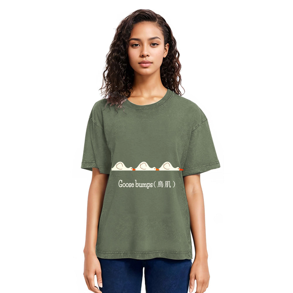 Tokyosol Funny Goose Bumps Washed T-Shirt