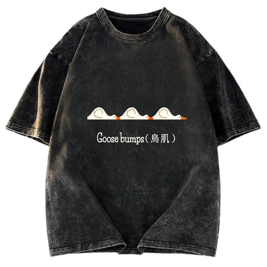 Tokyosol Funny Goose Bumps Washed T-Shirt