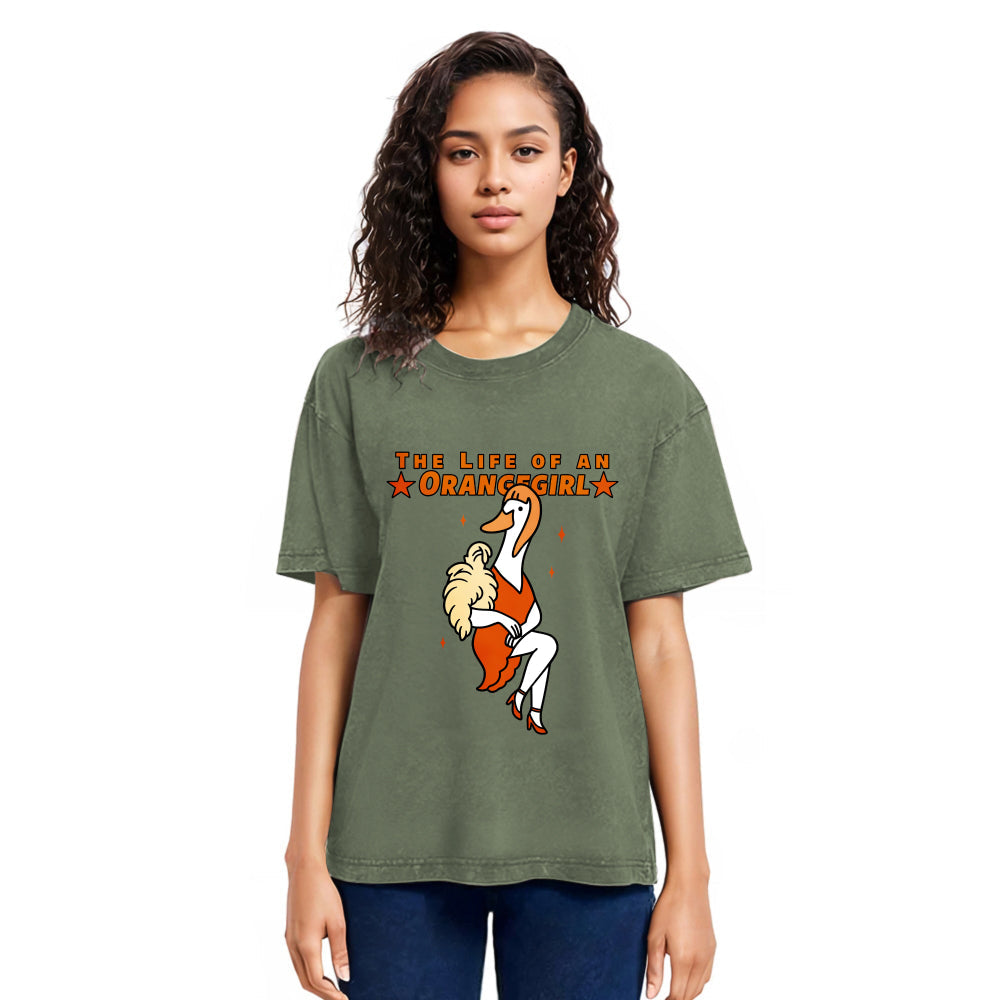 Tokyosol Funny Life of an Orangegirl Goose Washed T-Shirt