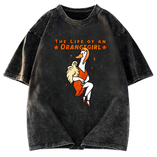 Tokyosol Funny Life of an Orangegirl Goose Washed T-Shirt