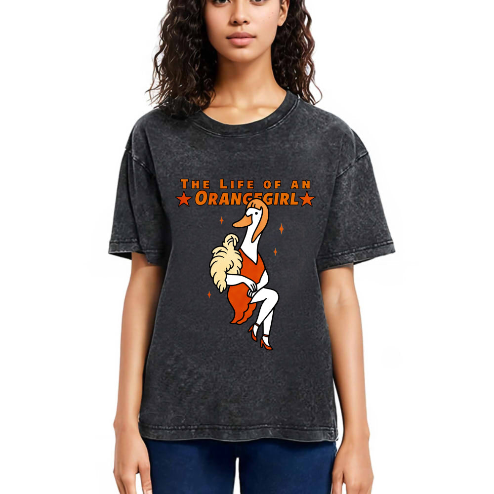 Tokyosol Funny Life of an Orangegirl Goose Washed T-Shirt