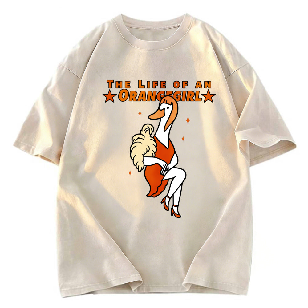 Tokyosol Funny Life of an Orangegirl Goose Washed T-Shirt