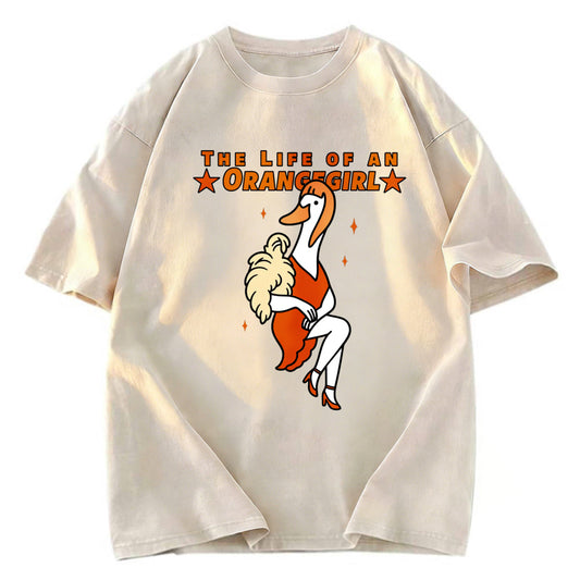 Tokyosol Funny Life of an Orangegirl Goose Washed T-Shirt
