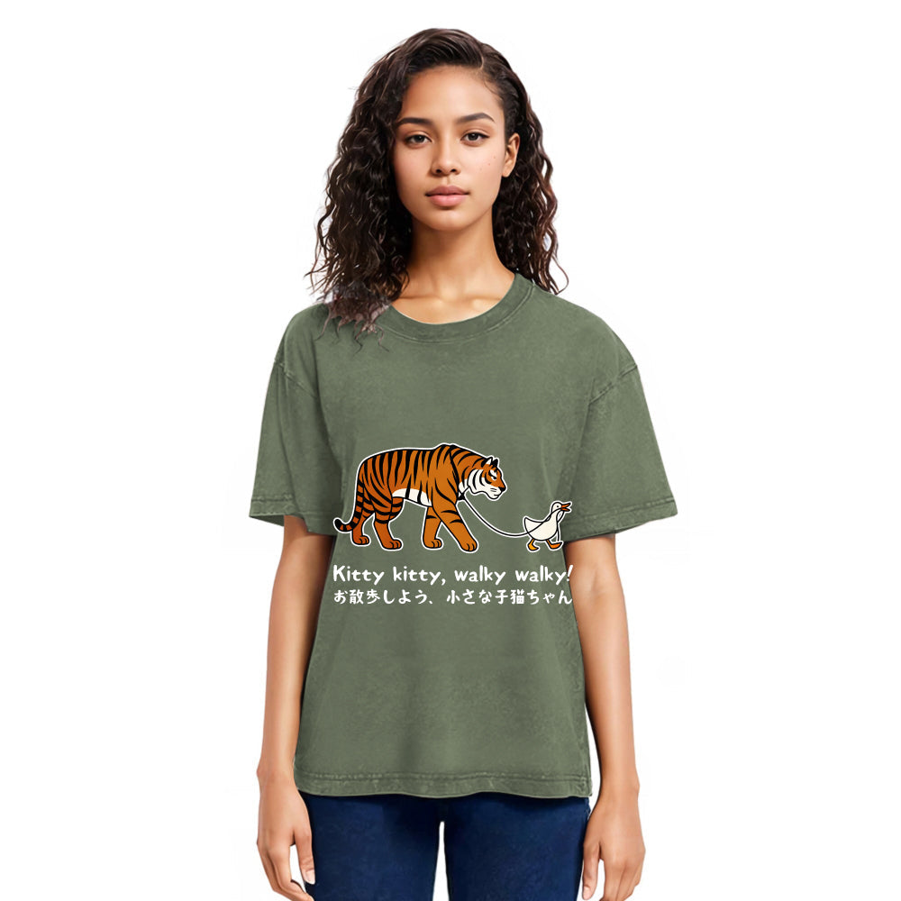 Tokyosol Funny Tiger and Goose Walk Meme T-Shirt