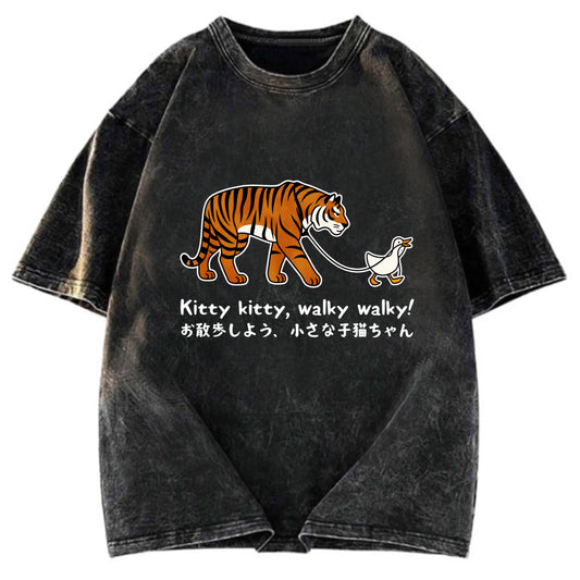 Tokyosol Funny Tiger and Goose Walk Meme T-Shirt
