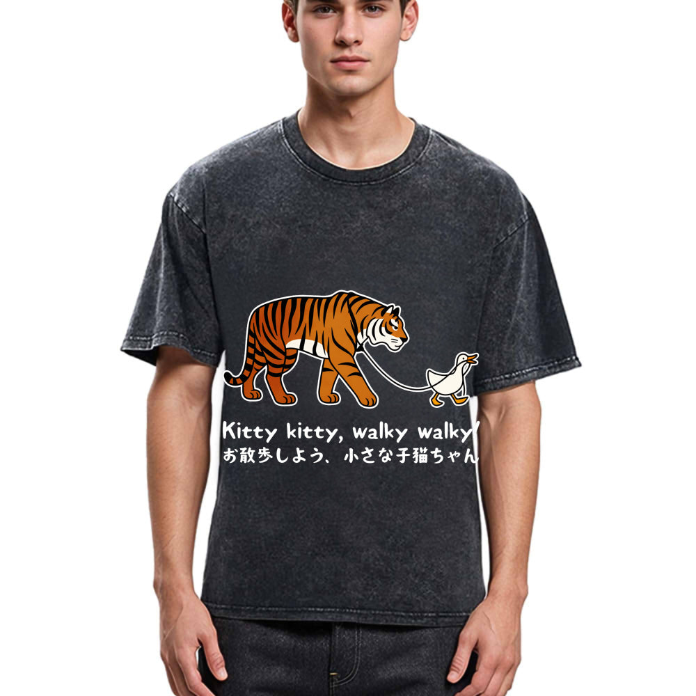 Tokyosol Funny Tiger and Goose Walk Meme T-Shirt
