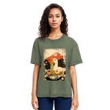 Tokyosol Japanese Ukiyoe Goose Eat Ramen Poster Washed T-Shirt
