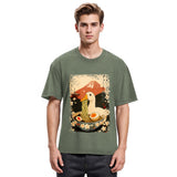 Tokyosol Japanese Ukiyoe Goose Eat Ramen Poster Washed T-Shirt