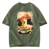 Tokyosol Japanese Ukiyoe Goose Eat Ramen Poster Washed T-Shirt